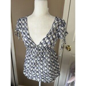 Vtg Y2K Express Studio Fairy Silk Babydoll Top Deadstock Whimsy XS NWT Blue